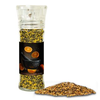 Gewürzmischung Orangen-Pfeffer, ca. 45g, transparente Gewürzmühle