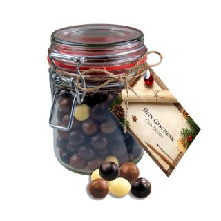 Knusperkugeln-Mix, ca. 140g, Bonbonglas Maxi mit Werbekarte