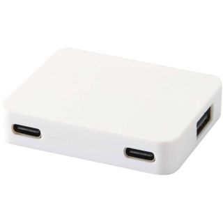 Gaia 4 Port USB Hub mit USB-A- und Typ-C-Ausgang und zwei Eingängen aus recyceltem Kunststoff
