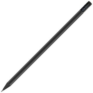 schwarz gefärbter Bleistift, FSC®, lackiert, mit Radiergummi, rund