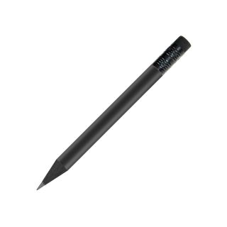 schwarz gefärbter Bleistift, FSC®, lackiert, mit Radiergummi, rund, kurz