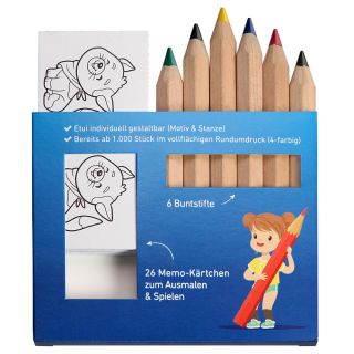 JUMBO Buntstift Memo-Set, Made in EU, FSC®, inkl. Rundumdruck, Mal- und Spieleset