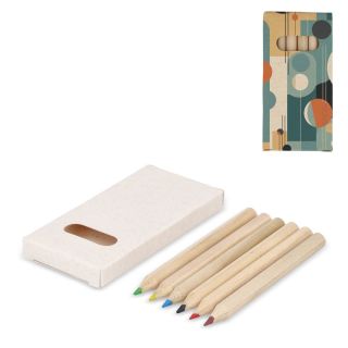 6 colouring pencils in recycled milkcarton box