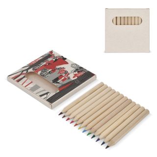12 colouring pencils in recycled milkcarton box