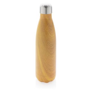 Vacuum insulated stainless steel bottle with wood print