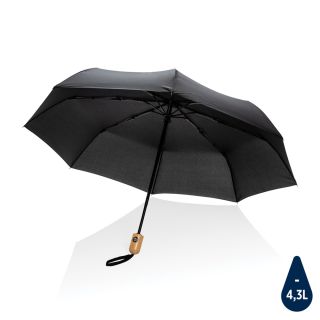 21" Impact AWARE™ RPET 190T bamboo auto open/close umbrella