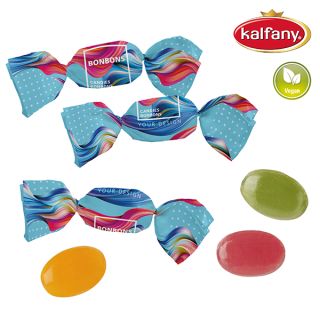 Sweets in compostable promotional wrapper